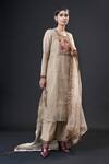 Buy_ADITYA SIKAND_Beige 70% Organic Cotton Embellished Round Embroidered Kurta Set _at_Aza_Fashions