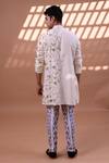 Shop_Gaurav Katta_White Twill And Chanderi Hand Block & Sequin Jacket Kurta With Pants _at_Aza_Fashions