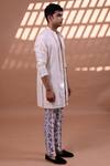 Gaurav Katta_White Twill And Chanderi Hand Block & Sequin Jacket Kurta With Pants _Online_at_Aza_Fashions