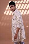 Shop_Gaurav Katta_White Twill And Chanderi Hand Block & Sequin Jacket Kurta With Pants _Online_at_Aza_Fashions