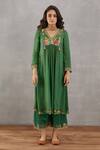 Buy_Torani_Green Kurta, Pant  Handwoven Chanderi And Cotton Silk Pant Panna Gohar & Set _at_Aza_Fashions