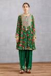 Buy_Torani_Green Cotton Silk, Handwoven Chanderi, Kurta Velvet, Panna Gulnoor And Pant Set _at_Aza_Fashions