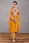 Buy_Torani_Yellow Cotton , Handwoven Chanderi, Kurta Velvet, Sunehra Zeenat Set _at_Aza_Fashions