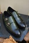 Buy_Oblum_Green Handcrafted Double Monk Strap Shoes _at_Aza_Fashions