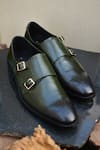 Shop_Oblum_Green Handcrafted Double Monk Strap Shoes _at_Aza_Fashions
