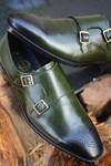 Oblum_Green Handcrafted Double Monk Strap Shoes _Online_at_Aza_Fashions