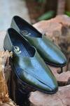 Buy_Oblum_Green The Oblum Handcrafted Brogued Peshawaris  _at_Aza_Fashions