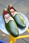 Shop_Oblum_Green The Oblum Handcrafted Brogued Mojris _at_Aza_Fashions