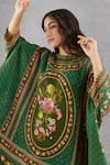 Torani_Green Tunic Linen Embroidery Round Panna Zooni Kaftan And Pant Set  _Online_at_Aza_Fashions