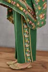 Torani_Green Tunic Linen Embroidery Round Panna Zooni Kaftan And Pant Set  _at_Aza_Fashions