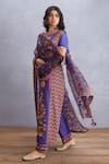 Torani_Purple Kurta Linen Satin Printed Round Jamuni Abhinda Set  _Online_at_Aza_Fashions