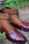 Oblum_Brown Argetenian Full Grain Crust - Leather Handcrafted Balmoral Boots_Online_at_Aza_Fashions
