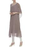 Buy_ARPAN VOHRA_Brown Round Pearl Embellished Solid Kaftan  _at_Aza_Fashions