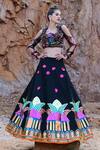 Buy_Xoxo Apurva_Multi Color Pure Chanderi Scoop Neck Applique Embroidered Lehenga Set _at_Aza_Fashions