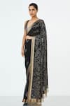 Buy_Nakul Sen_Black Chiffon Bead Embellished Saree With Blouse _at_Aza_Fashions