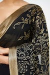 Nakul Sen_Black Chiffon Bead Embellished Saree With Blouse _Online_at_Aza_Fashions