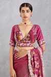 Buy_Torani_Red Handwoven Chanderi Embroidery V Neck Manika Heba Blouse_at_Aza_Fashions