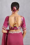 Shop_Torani_Red Handwoven Chanderi Embroidery V Neck Manika Heba Blouse_at_Aza_Fashions