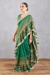 Buy_Torani_Green Thin Chanderi Panna Heba Ruffle Saree  _at_Aza_Fashions