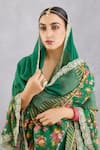 Buy_Torani_Green Thin Chanderi Panna Heba Ruffle Saree  _Online_at_Aza_Fashions