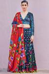 Buy_Nautanky_Blue Printed Silk Velvet Lehenga Set_at_Aza_Fashions