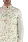 Shop_Sankalan - Men_White Dupion Silk Embroidered Bundi_at_Aza_Fashions