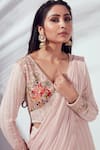 Shop_suruchi parakh_Pink Crepe And Georgette Crepe Lining Shantoon Jacket & Pre-draped Saree Set_Online_at_Aza_Fashions