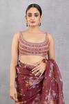 Buy_Torani_Red Handwoven Chanderi Embroidery U Neck Manika Zubaida Blouse_at_Aza_Fashions