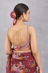 Shop_Torani_Red Handwoven Chanderi Embroidery U Neck Manika Zubaida Blouse_at_Aza_Fashions