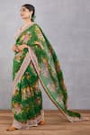 Torani_Green Silk Organza Panna Zubaida Printed Saree  _Online_at_Aza_Fashions