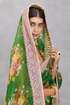 Shop_Torani_Green Silk Organza Panna Zubaida Printed Saree  _Online_at_Aza_Fashions