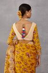 Shop_Torani_Yellow Handwoven Chanderi Embroidery V Neck Sunehra Meher Blouse_at_Aza_Fashions