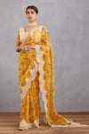 Torani_Yellow Handwoven Chanderi Embroidery V Neck Sunehra Meher Blouse_Online_at_Aza_Fashions