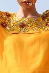 Shop_Xoxo Apurva_Yellow Crepe Round 3d Embroidered Draped Dress _Online_at_Aza_Fashions