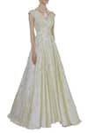 Karleo_Off White Embroidered Flared Gown  _Online_at_Aza_Fashions