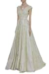 Buy_Karleo_Off White Embroidered Flared Gown  _Online_at_Aza_Fashions