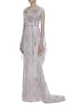 Buy_Karleo_Grey Tulle V Embroidered Trail Gown  _Online_at_Aza_Fashions