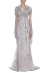 Shop_Karleo_Grey Tulle V Embroidered Trail Gown  _Online_at_Aza_Fashions