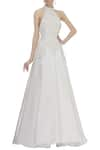 Buy_Karleo_White Embroidered Halter Gown  _at_Aza_Fashions