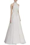 Karleo_White Embroidered Halter Gown  _Online_at_Aza_Fashions