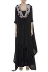 Anamika Khanna_Black Embroidered Kaftan Palazzo Set_Online_at_Aza_Fashions