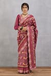 Torani_Red Handwoven Chanderi Embroidery V Neck Manika Tahira Blouse_Online_at_Aza_Fashions