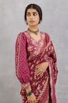 Shop_Torani_Red Handwoven Chanderi Embroidery V Neck Manika Tahira Blouse_Online_at_Aza_Fashions