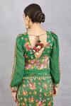 Shop_Torani_Green Handwoven Chanderi Embroidery V Neck Panna Tahira Blouse _at_Aza_Fashions