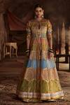 Buy_Itrh_Multi Color Chanderi Embroidered Jacket Lehenga Set _at_Aza_Fashions