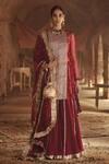 Buy_Itrh_Maroon Silk Organza Kurta Set_at_Aza_Fashions