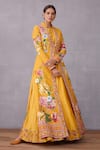 Buy_Torani_Yellow Jacket Jacquard Embroidery Dress Round Sunehra Dhuni And Set  _at_Aza_Fashions