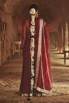 Shop_Itrh_Maroon Silk Organza Kurta Set_at_Aza_Fashions