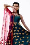 Xoxo Apurva Green Raw Silk, Tulle Scoop Neck Embroidered Anarkali With Dupatta Online at Aza Fashions Xoxo Apurva_Green Raw Silk, Tulle Scoop Neck Embroidered Anarkali With Dupatta _Online_at_Aza_Fashions