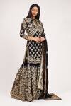 Nakul Sen_Black Chiffon Round Floral Embroidered Kurta Sharara Set_Online_at_Aza_Fashions